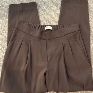 Aritzia Brown Tailored Trousers with High-Waisted Design